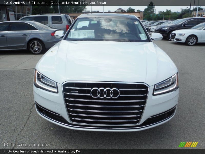 Glacier White Metallic / Nougat Brown 2016 Audi A8 L 3.0T quattro