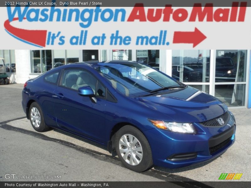 Dyno Blue Pearl / Stone 2012 Honda Civic LX Coupe