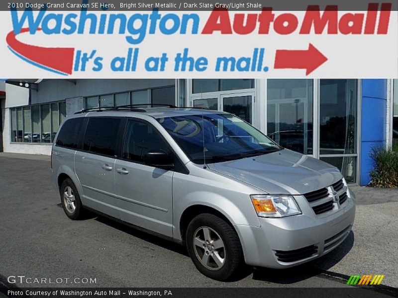 Bright Silver Metallic / Dark Slate Gray/Light Shale 2010 Dodge Grand Caravan SE Hero