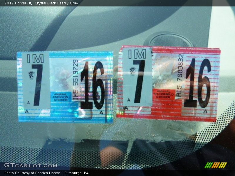 Crystal Black Pearl / Gray 2012 Honda Fit