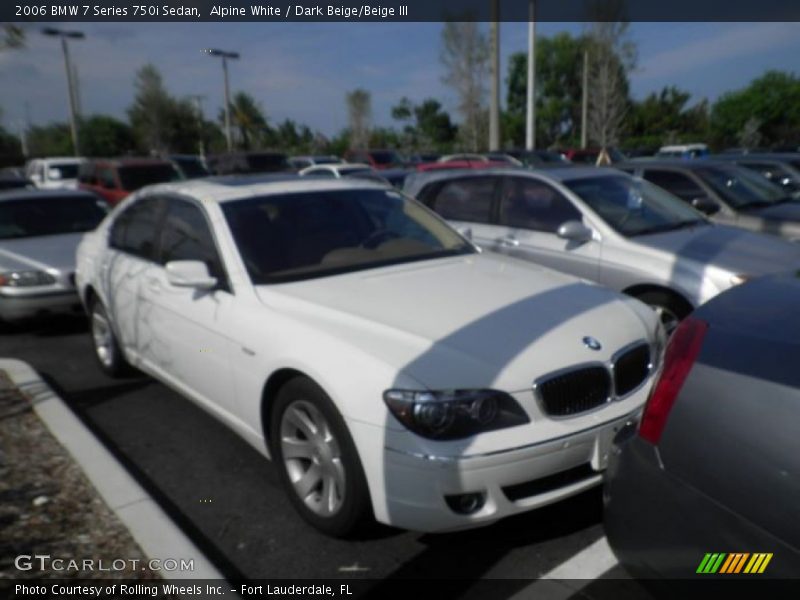Alpine White / Dark Beige/Beige III 2006 BMW 7 Series 750i Sedan