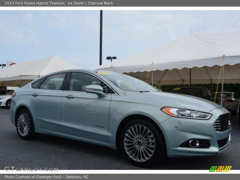 Ice Storm / Charcoal Black 2014 Ford Fusion Hybrid Titanium