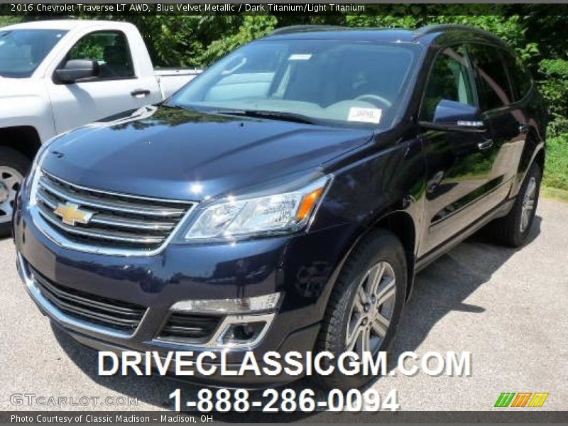 Blue Velvet Metallic / Dark Titanium/Light Titanium 2016 Chevrolet Traverse LT AWD