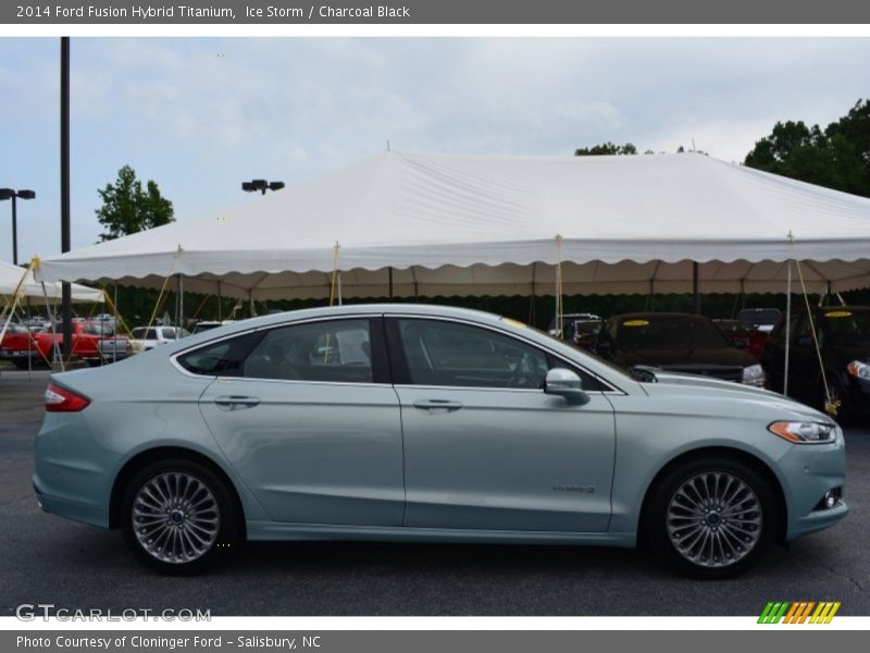 Ice Storm / Charcoal Black 2014 Ford Fusion Hybrid Titanium