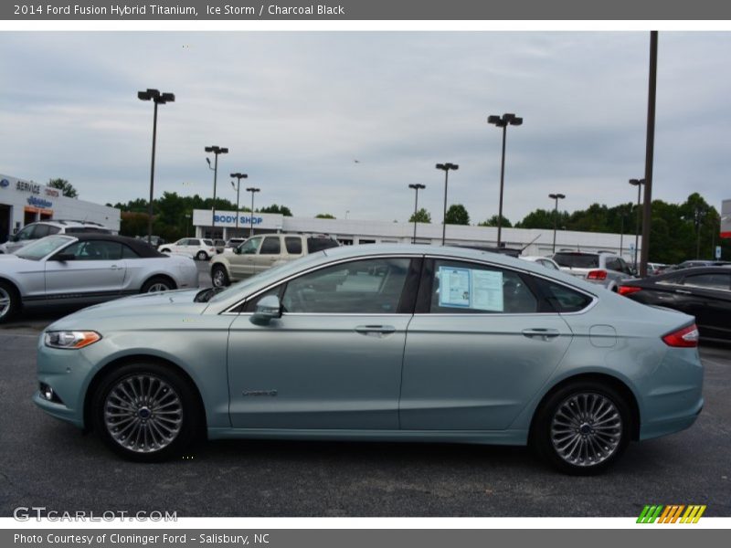 Ice Storm / Charcoal Black 2014 Ford Fusion Hybrid Titanium