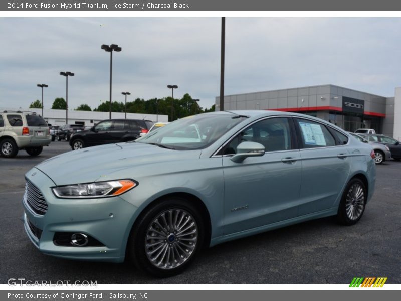 Ice Storm / Charcoal Black 2014 Ford Fusion Hybrid Titanium