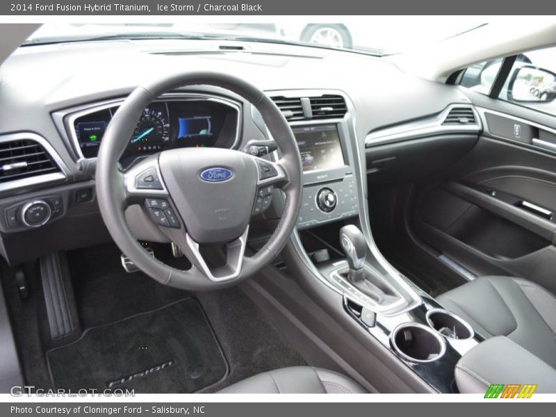 Ice Storm / Charcoal Black 2014 Ford Fusion Hybrid Titanium