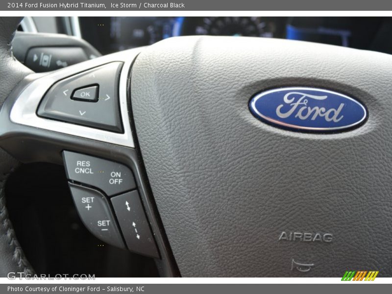 Ice Storm / Charcoal Black 2014 Ford Fusion Hybrid Titanium