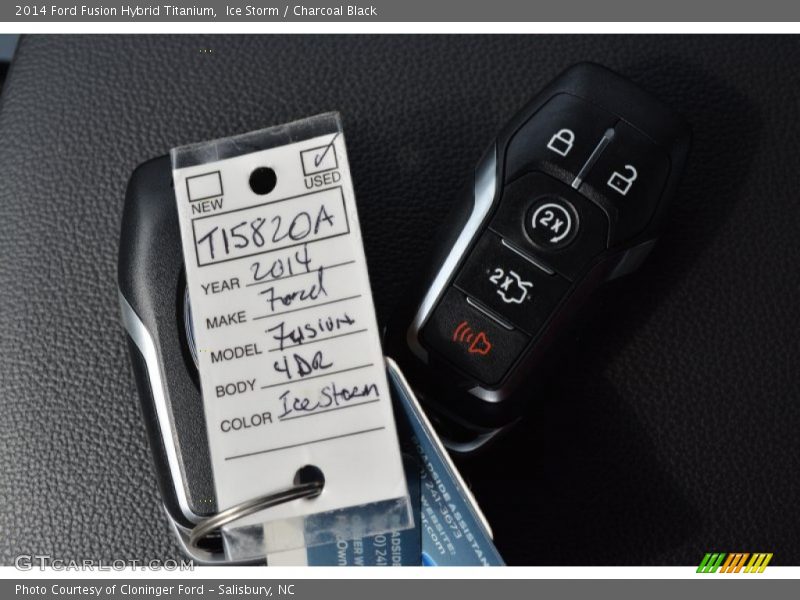 Ice Storm / Charcoal Black 2014 Ford Fusion Hybrid Titanium