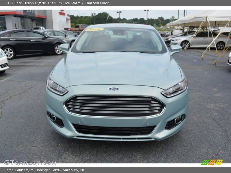 Ice Storm / Charcoal Black 2014 Ford Fusion Hybrid Titanium