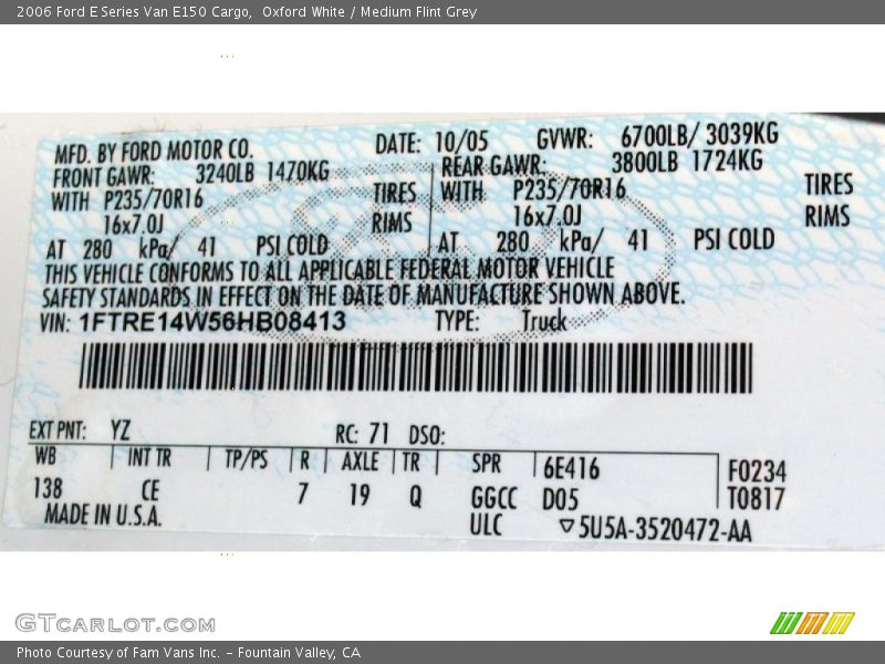 Oxford White / Medium Flint Grey 2006 Ford E Series Van E150 Cargo