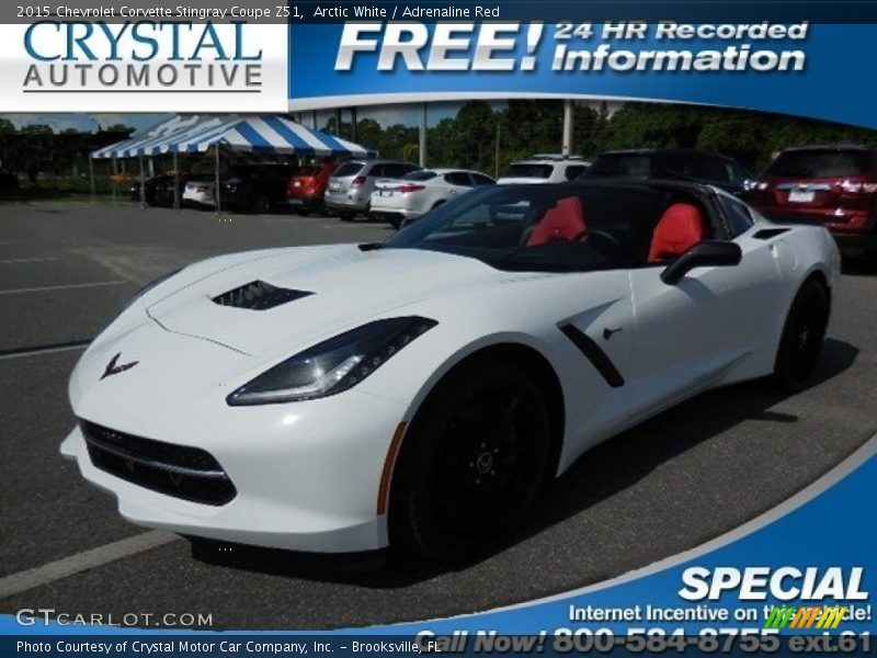 Arctic White / Adrenaline Red 2015 Chevrolet Corvette Stingray Coupe Z51