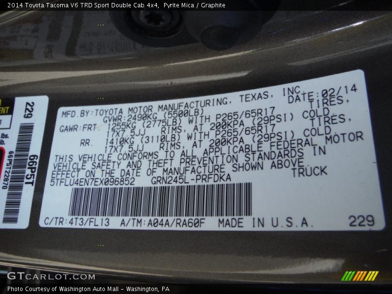 Pyrite Mica / Graphite 2014 Toyota Tacoma V6 TRD Sport Double Cab 4x4