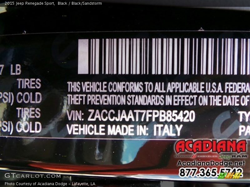 Black / Black/Sandstorm 2015 Jeep Renegade Sport