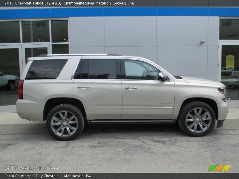 Champagne Silver Metallic / Cocoa/Dune 2015 Chevrolet Tahoe LTZ 4WD
