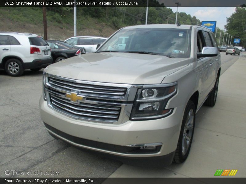 Champagne Silver Metallic / Cocoa/Dune 2015 Chevrolet Tahoe LTZ 4WD
