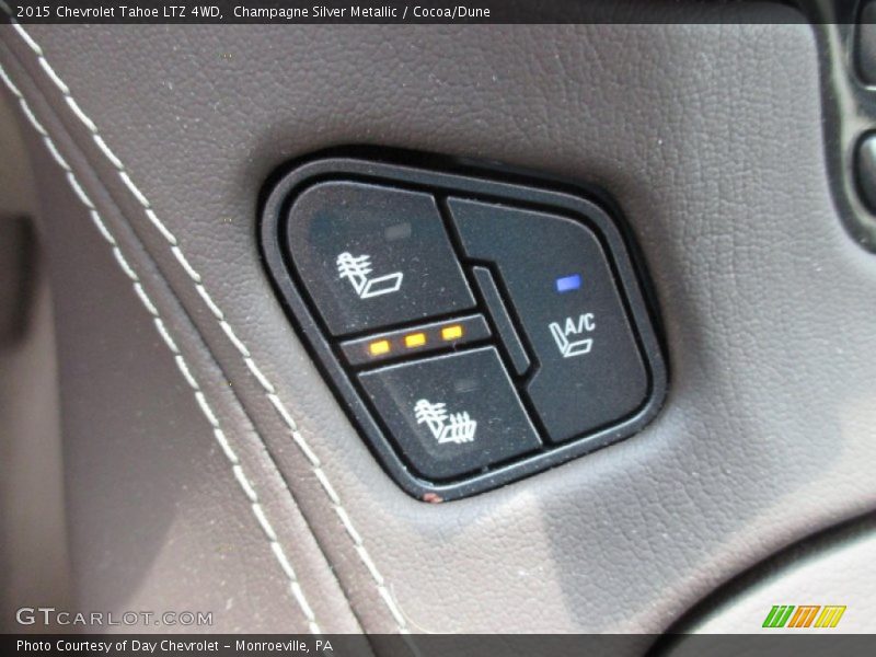 Champagne Silver Metallic / Cocoa/Dune 2015 Chevrolet Tahoe LTZ 4WD