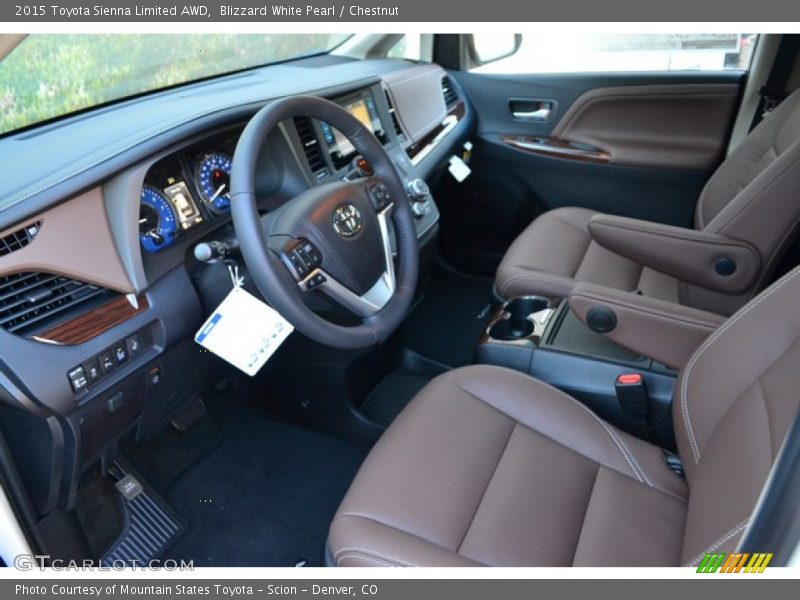 Blizzard White Pearl / Chestnut 2015 Toyota Sienna Limited AWD