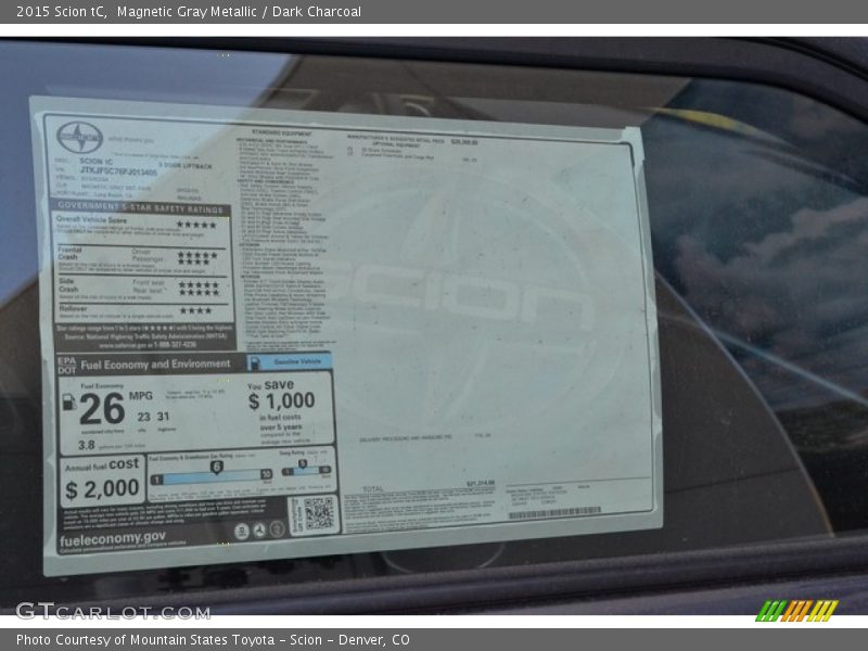 Magnetic Gray Metallic / Dark Charcoal 2015 Scion tC
