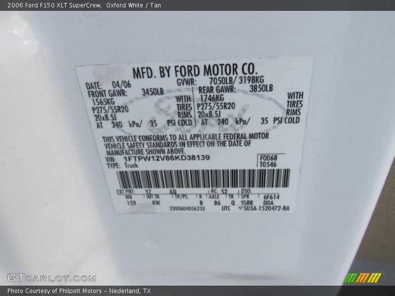 Oxford White / Tan 2006 Ford F150 XLT SuperCrew
