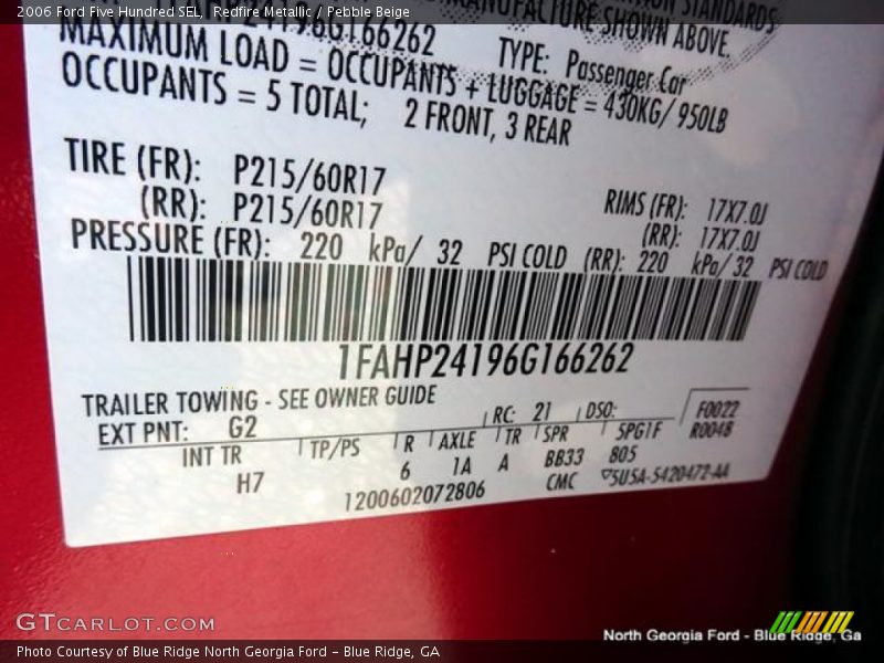 Redfire Metallic / Pebble Beige 2006 Ford Five Hundred SEL