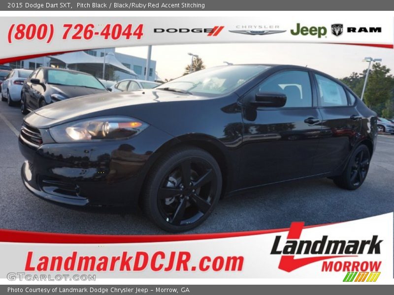 Pitch Black / Black/Ruby Red Accent Stitching 2015 Dodge Dart SXT