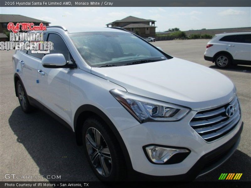 Monaco White / Gray 2016 Hyundai Santa Fe Limited AWD