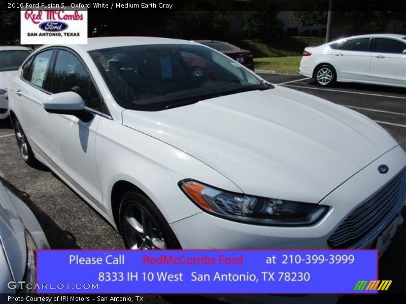 Oxford White / Medium Earth Gray 2016 Ford Fusion S