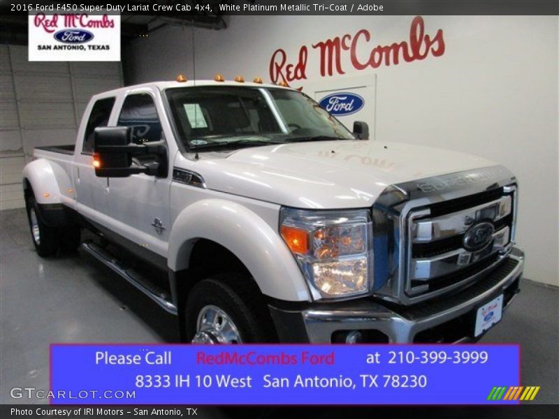 White Platinum Metallic Tri-Coat / Adobe 2016 Ford F450 Super Duty Lariat Crew Cab 4x4