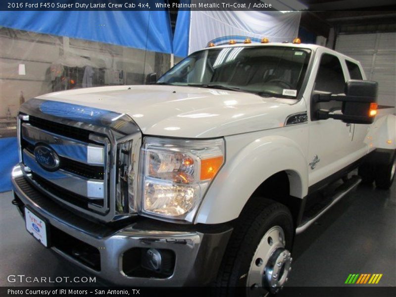 White Platinum Metallic Tri-Coat / Adobe 2016 Ford F450 Super Duty Lariat Crew Cab 4x4