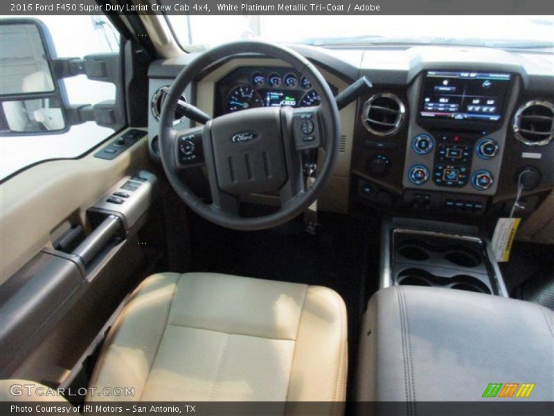 White Platinum Metallic Tri-Coat / Adobe 2016 Ford F450 Super Duty Lariat Crew Cab 4x4