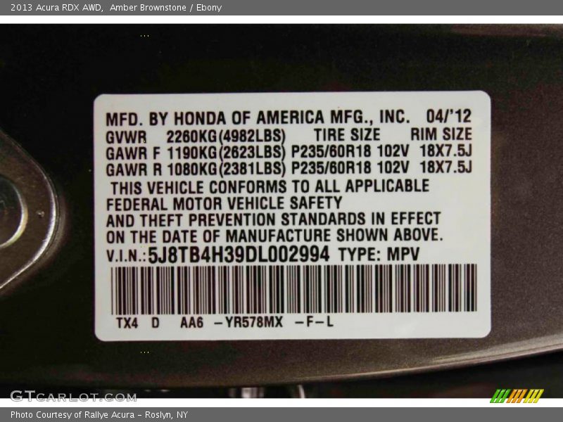 Amber Brownstone / Ebony 2013 Acura RDX AWD