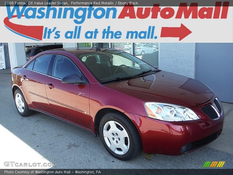 Performance Red Metallic / Ebony Black 2008 Pontiac G6 Value Leader Sedan