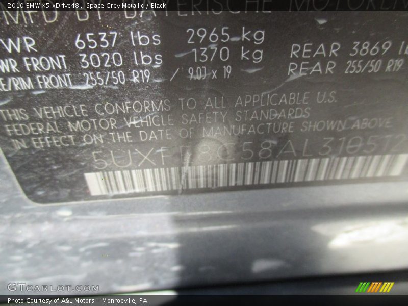 Space Grey Metallic / Black 2010 BMW X5 xDrive48i