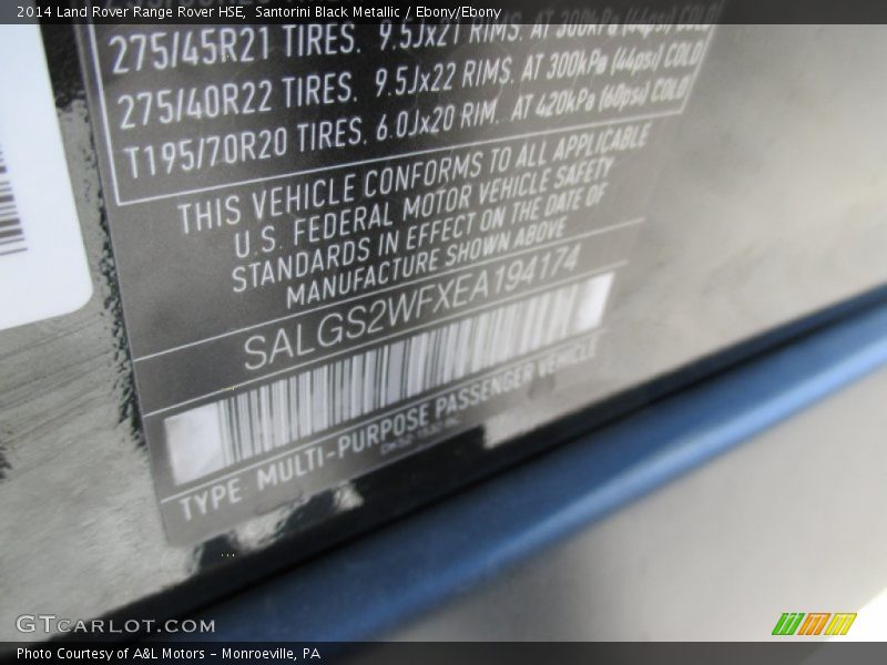 Santorini Black Metallic / Ebony/Ebony 2014 Land Rover Range Rover HSE