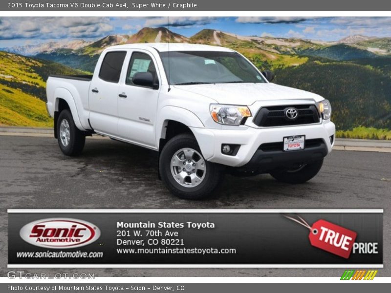 Super White / Graphite 2015 Toyota Tacoma V6 Double Cab 4x4