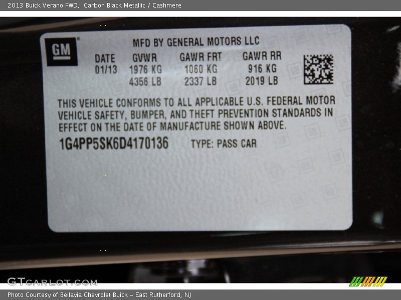 Carbon Black Metallic / Cashmere 2013 Buick Verano FWD