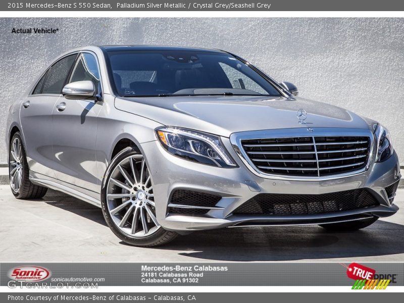 Palladium Silver Metallic / Crystal Grey/Seashell Grey 2015 Mercedes-Benz S 550 Sedan