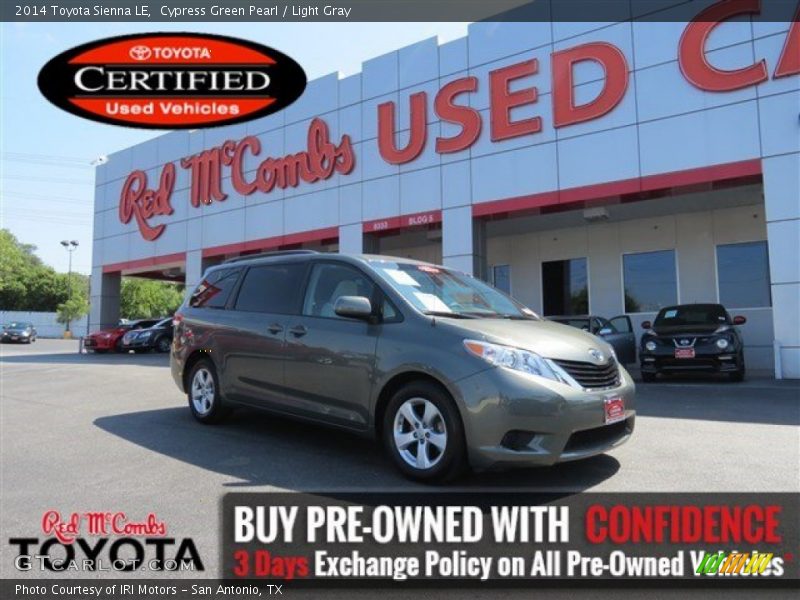Cypress Green Pearl / Light Gray 2014 Toyota Sienna LE