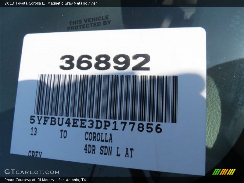 Magnetic Gray Metallic / Ash 2013 Toyota Corolla L