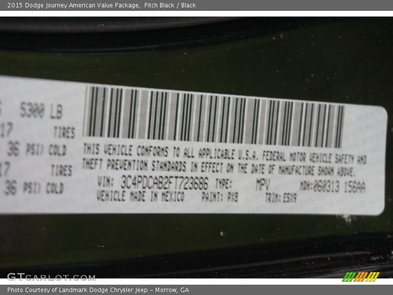 Pitch Black / Black 2015 Dodge Journey American Value Package