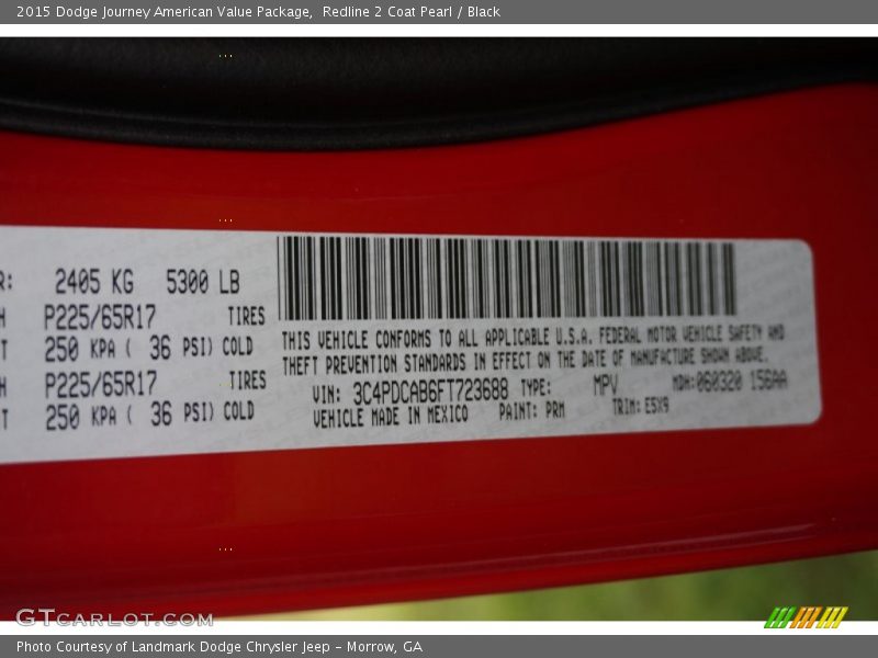 Redline 2 Coat Pearl / Black 2015 Dodge Journey American Value Package