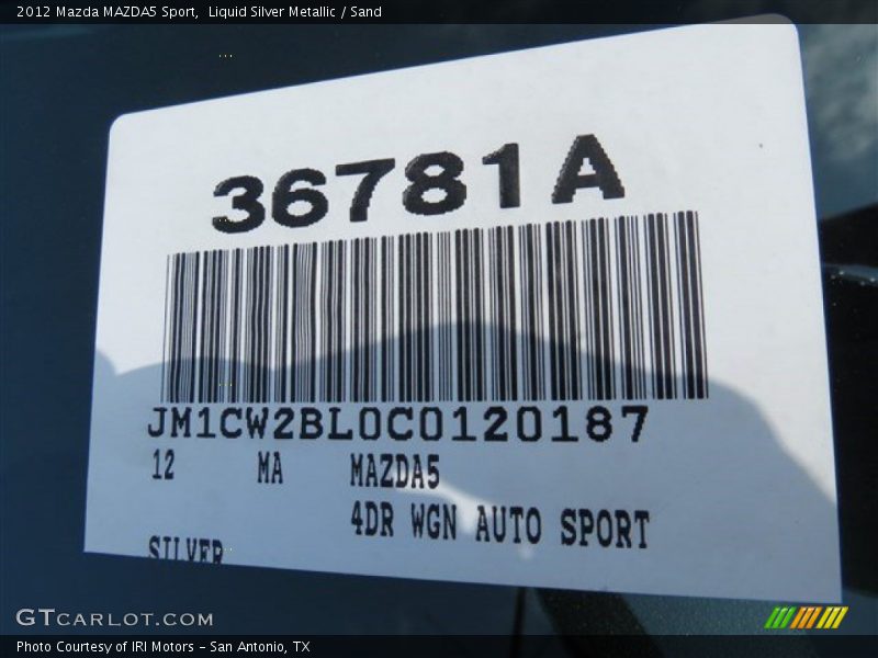 Liquid Silver Metallic / Sand 2012 Mazda MAZDA5 Sport