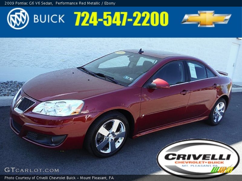 Performance Red Metallic / Ebony 2009 Pontiac G6 V6 Sedan