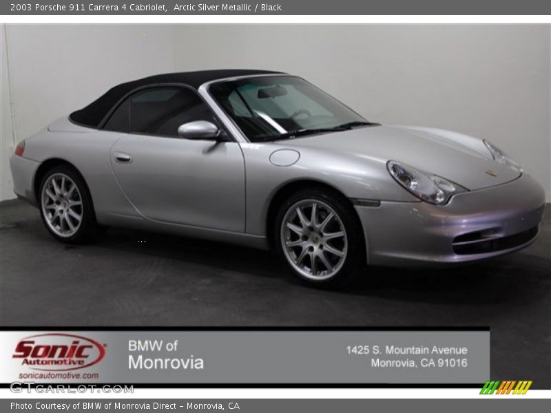 Arctic Silver Metallic / Black 2003 Porsche 911 Carrera 4 Cabriolet