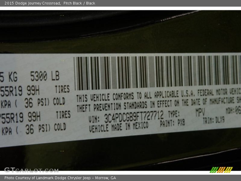 Pitch Black / Black 2015 Dodge Journey Crossroad