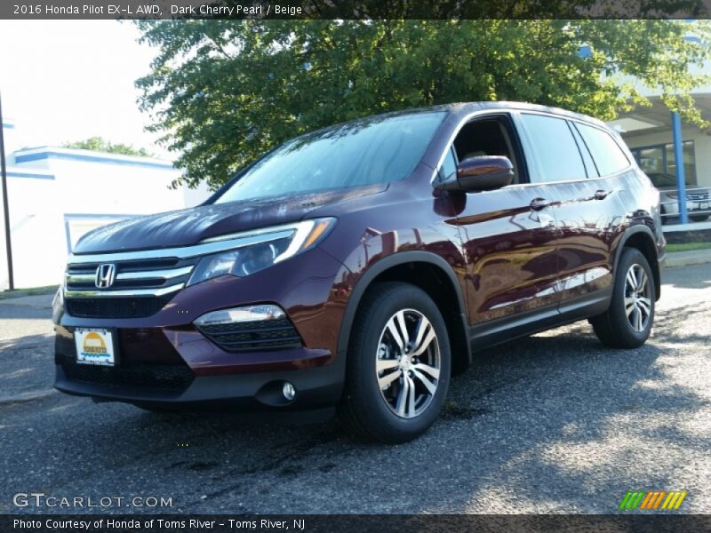 Dark Cherry Pearl / Beige 2016 Honda Pilot EX-L AWD