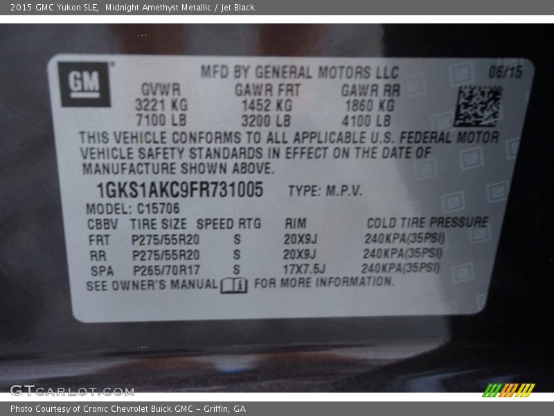 Midnight Amethyst Metallic / Jet Black 2015 GMC Yukon SLE