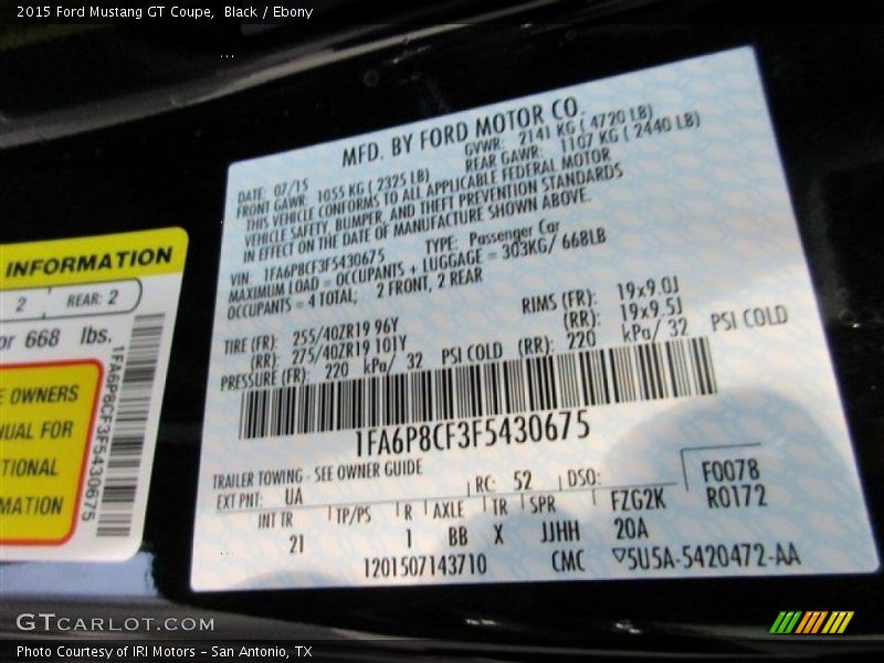 Black / Ebony 2015 Ford Mustang GT Coupe