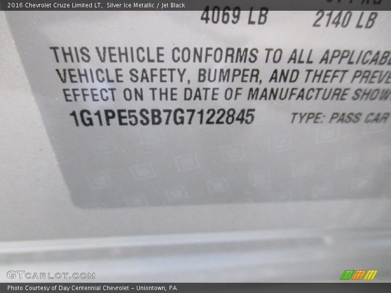 Silver Ice Metallic / Jet Black 2016 Chevrolet Cruze Limited LT